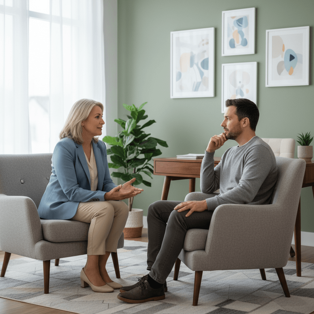 Faith-based counselor working with a participant in a private session